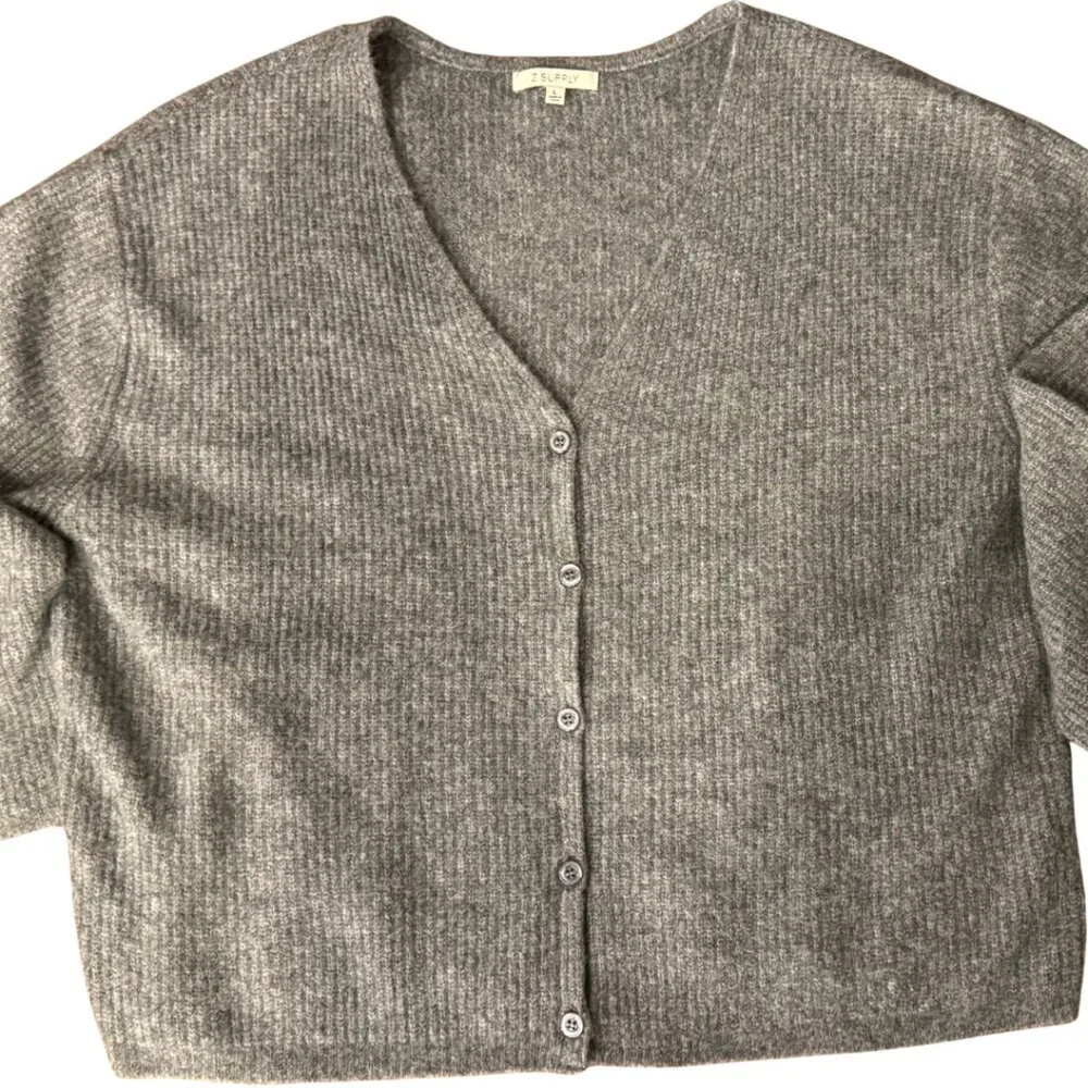Z Supply Emile V-Neck Cardigan in Grey in Size Large - Picture 4 of 6